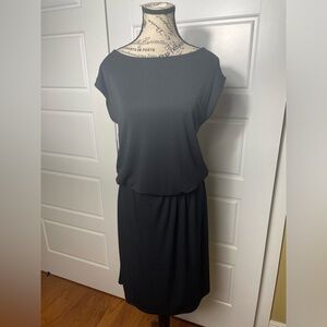 Talbot’ Black Blouson Sleeveless Dress Boat Neck